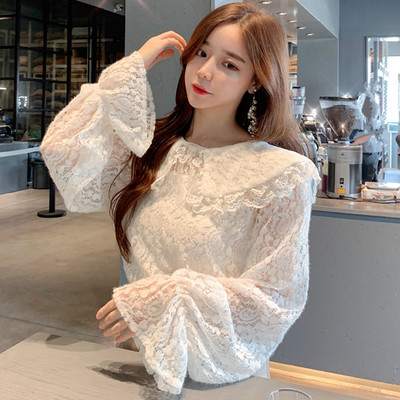 Cămașă de damă modernă din dantelă cu dantelă în alb și negru