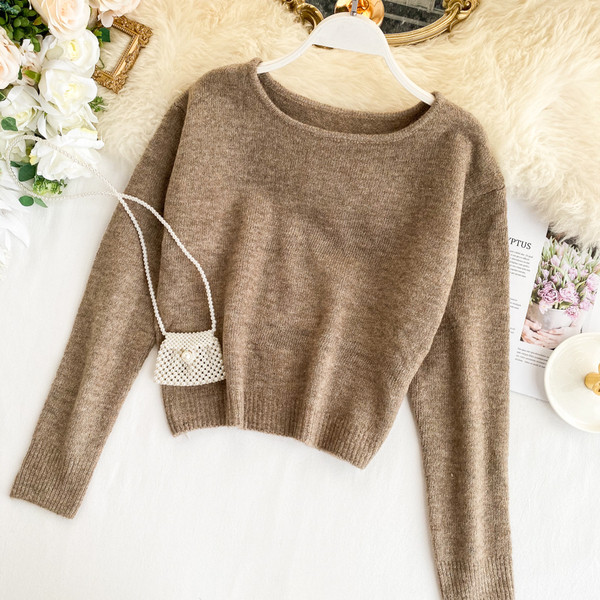 Casual  γυναικείο πουλόβερ με στρογγυλή λαιμόκοψη σε τέσσερα χρώματα