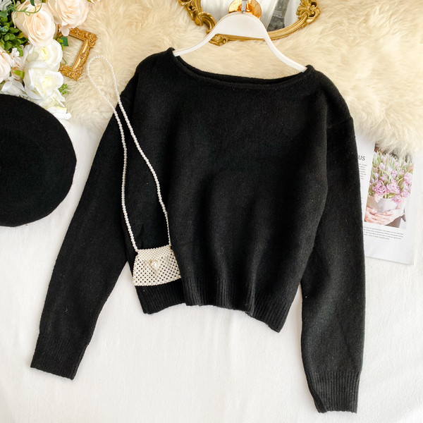 Casual  γυναικείο πουλόβερ με στρογγυλή λαιμόκοψη σε τέσσερα χρώματα