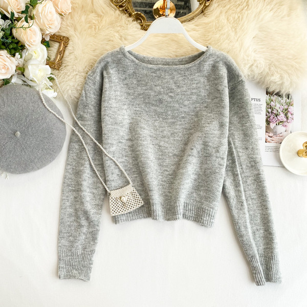 Casual  γυναικείο πουλόβερ με στρογγυλή λαιμόκοψη σε τέσσερα χρώματα