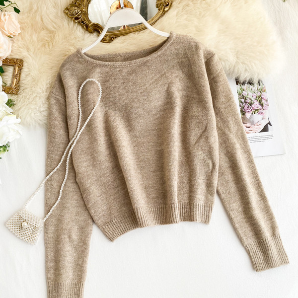 Casual  γυναικείο πουλόβερ με στρογγυλή λαιμόκοψη σε τέσσερα χρώματα