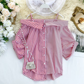 Γυναικείο πουκάμισο με κουμπιά και ιμάντες σε τρία χρώματα