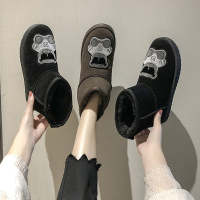 Γυναικείες casual μπότες με κεντήματα σε μαύρο και καφέ χρώμα