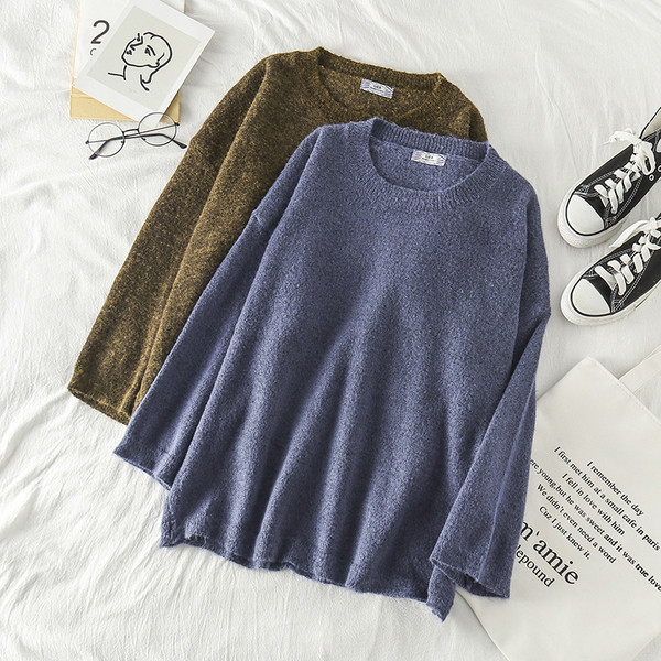 Pulover de damă modern în maro și albastru