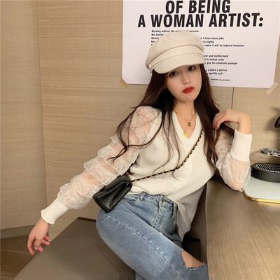 Καθημερινή γυναικεία ζακέτα με μανίκια δαντέλας σε τρία χρώματα