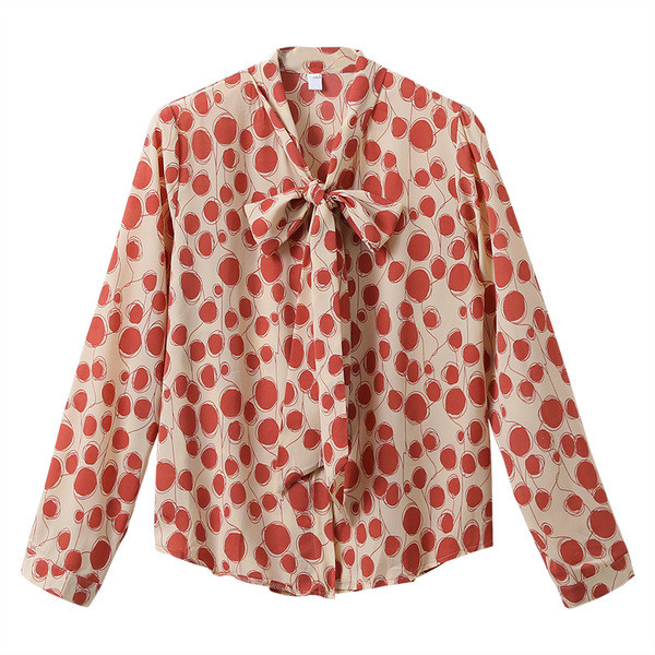 Μοντέρνο γυναικείο πουκάμισο με κορδέλα και μακρύ μανίκι