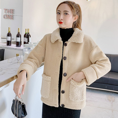 Νέο μοντέλο μοντέρνο παλτό με κουμπιά και τσέπες σε καφέ και άσπρο χρώμα