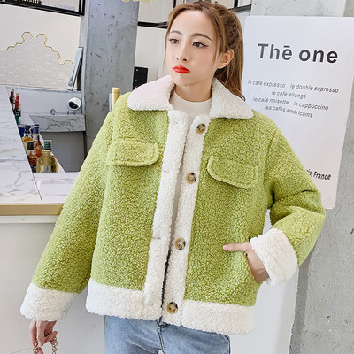 Palton modern de dama cu nasturi in albastru, verde si maro