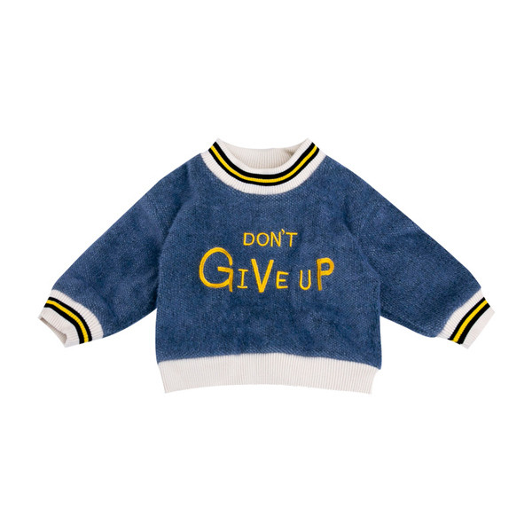 Modern gyerekblúz fiúknak O-nyakkal, kék, sárga és bézs színben