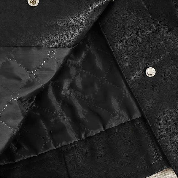 Μοντέρνο γυναικείο έκο δερμάτινο μπουφάν σε μαύρο χρώμα