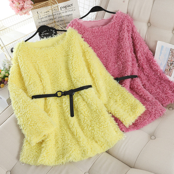 Μοντέρνο γυναικείο πουλόβερ με ζώνη σε διάφορα χρώματα