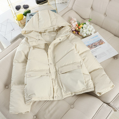 Női téli kabát kapucnival és zsebekkel, négy színben