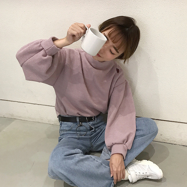 Γυναικεία μπλούζα για το φθινόπωρο σε ροζ και γκρι χρώμα