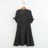 Γυναικείο κοντό φόρεμα με μικρά μανίκια και κουμπιά σε μαύρο χρώμα