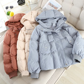 Modern téli téli kabát kapucnival több színben