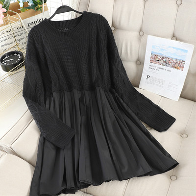 Разкроена дамска рокля с дълъг ръкав в пет цвята