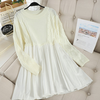 Разкроена дамска рокля с дълъг ръкав в пет цвята