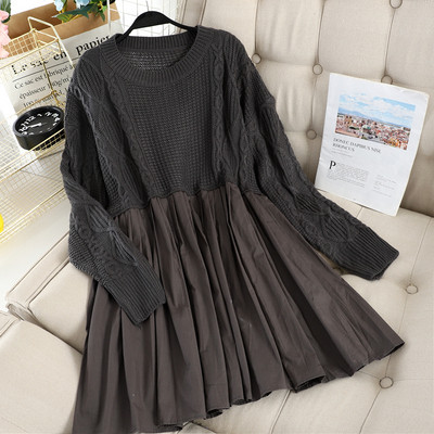 Разкроена дамска рокля с дълъг ръкав в пет цвята