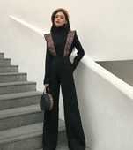 Pantaloni lungi si lati cu talie inalta in negru