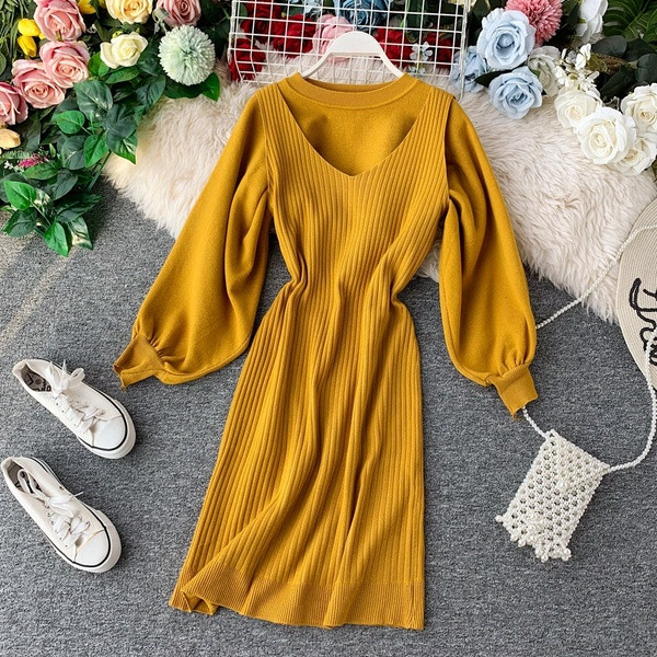 Modern női kétrészes szett fekete, sárga és bézs színben