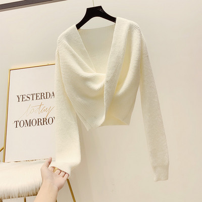 Pulover de dama modern cu decolteu in V in mai multe culori