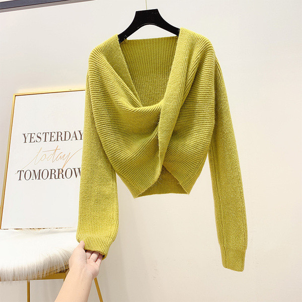 Pulover de dama modern cu decolteu in V in mai multe culori