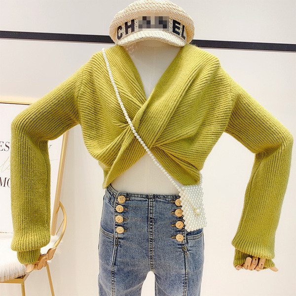 Pulover de dama modern cu decolteu in V in mai multe culori