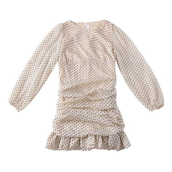 Modern női rövid pöttyös ruha fehér, zöld, fekete és piros színekben