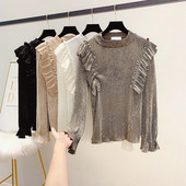 Bluza de dama moderna din catifea plisata in mai multe culori