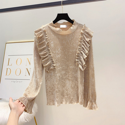 Bluza de dama moderna din catifea plisata in mai multe culori