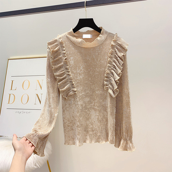 Bluza de dama moderna din catifea plisata in mai multe culori