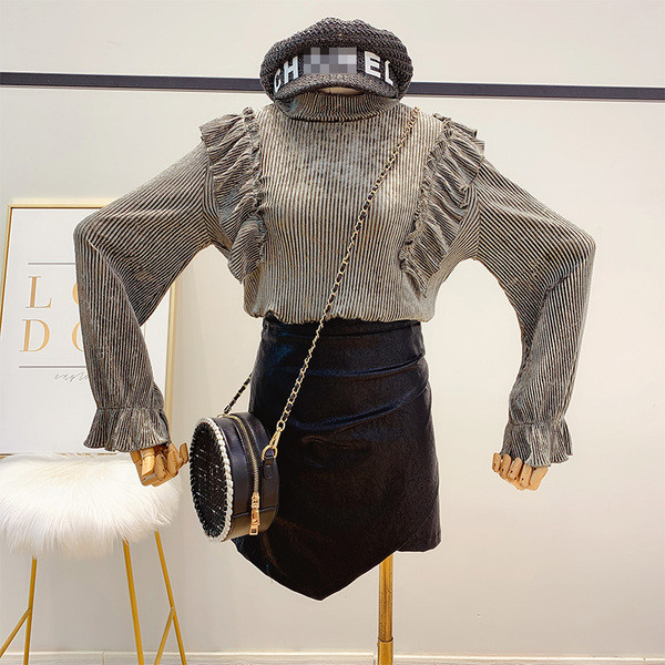 Bluza de dama moderna din catifea plisata in mai multe culori