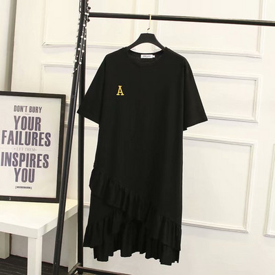 Alkalmi női ruha aszimmetrikus modell rövid ujjú szürke és fekete színben