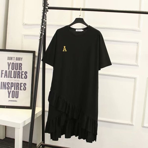 Alkalmi női ruha aszimmetrikus modell rövid ujjú szürke és fekete színben