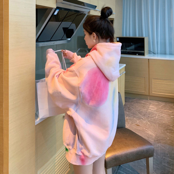 Hanorac lung cu glugă în culori irizate