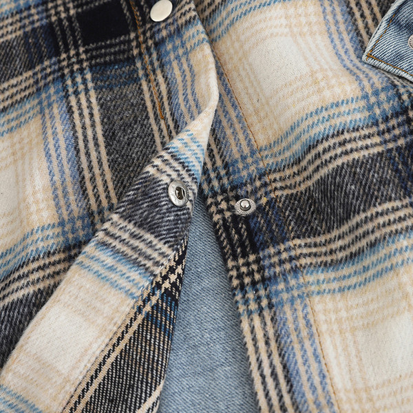 Καθημερινό καρό γυναικείο πουκάμισο με τσέπες σε δύο χρώματα