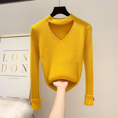 Μοντέρνο γυναικείο πουλόβερ με κουμπί σε διάφορα χρώματα