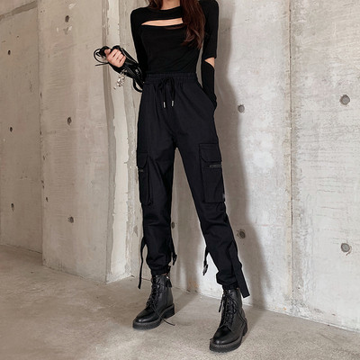 Γυναικεία casual παντελόνια με κορδόνια και τσέπες