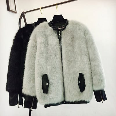 Geaca de dama moderna din par eco in mai multe culori