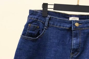 Καθημερινό μακρύ γυναικείο φόρεμα denim  μοτίβα σε μπλε χρώμα