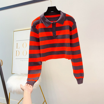 Bluză de damă modernă în dungi cu guler în mai multe culori