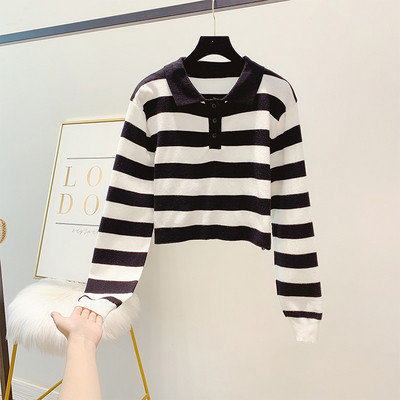 Bluză de damă modernă în dungi cu guler în mai multe culori