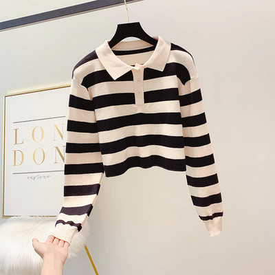 Bluză de damă modernă în dungi cu guler în mai multe culori