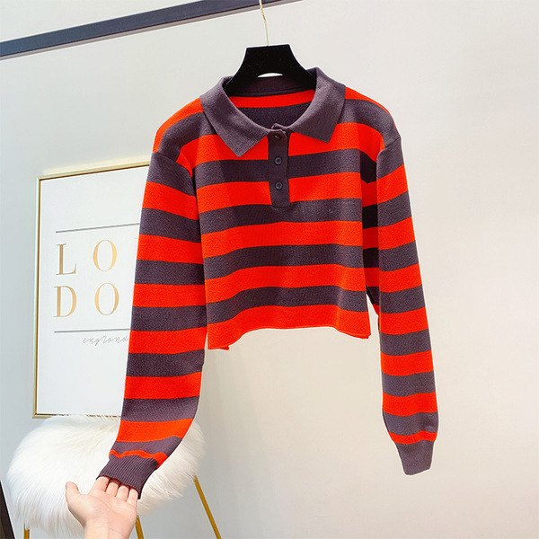 Bluză de damă modernă în dungi cu guler în mai multe culori