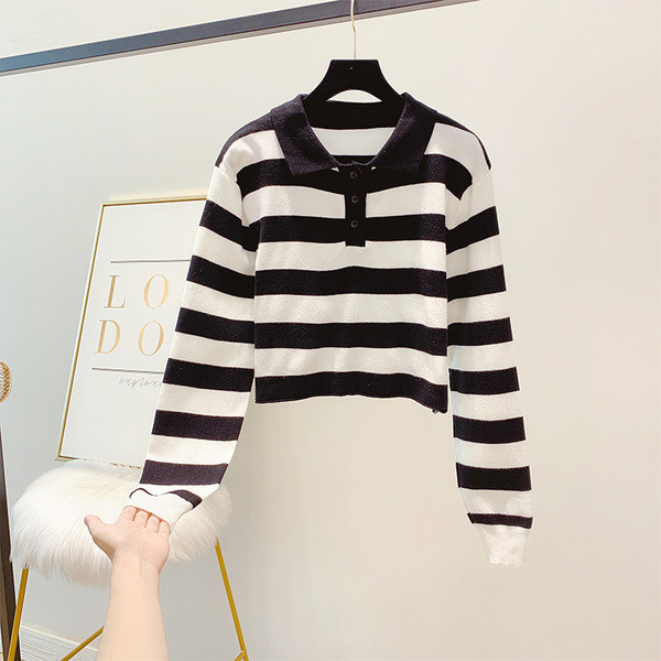 Bluză de damă modernă în dungi cu guler în mai multe culori