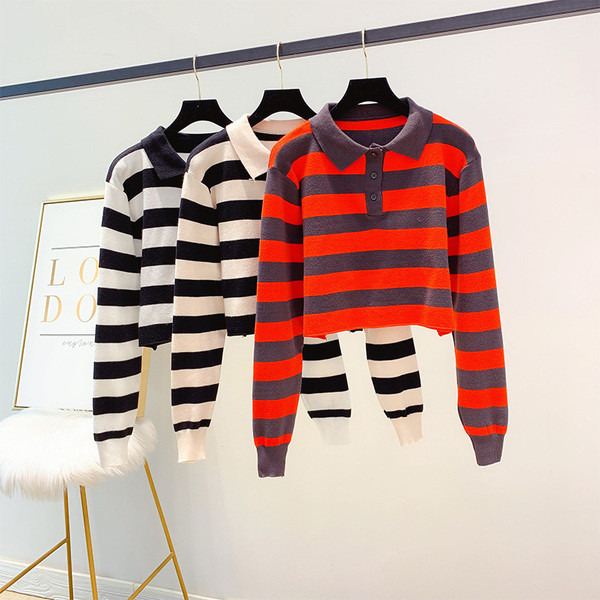 Bluză de damă modernă în dungi cu guler în mai multe culori