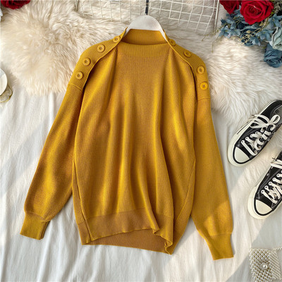 Κομψό γυναικείο πουλόβερ με υψηλό γιακά σε διάφορα χρώματα