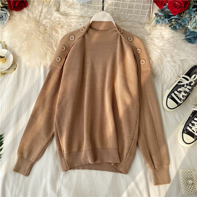 Κομψό γυναικείο πουλόβερ με υψηλό γιακά σε διάφορα χρώματα