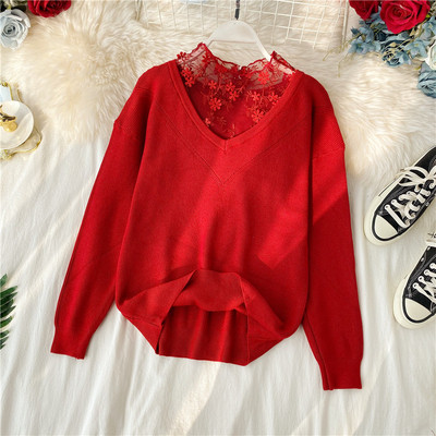 Μοντέρνο γυναικείο πουλόβερ με κεντήματα σε διάφορα χρώματα