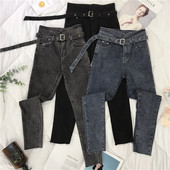 Alkalmi női farmer magas derékkal és övvel három színben